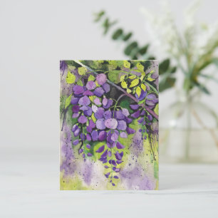 Mooie wisterbloemen in de Waterverf Briefkaart