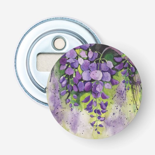 Mooie wisterbloemen in de Waterverf Button Flesopener (Voorkant)