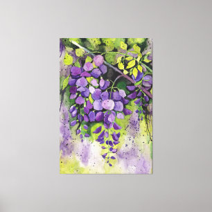 Mooie wisterbloemen in de Waterverf Canvas Afdruk