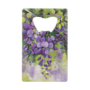 Mooie wisterbloemen in de Waterverf Creditkaart Flessenopener