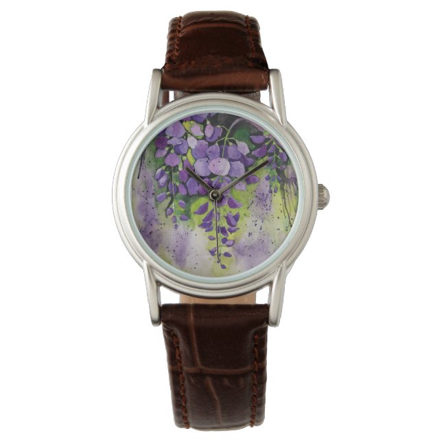 Mooie wisterbloemen in de Waterverf Horloge (Voorkant)
