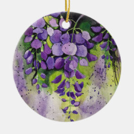 Mooie wisterbloemen in de Waterverf Keramisch Ornament