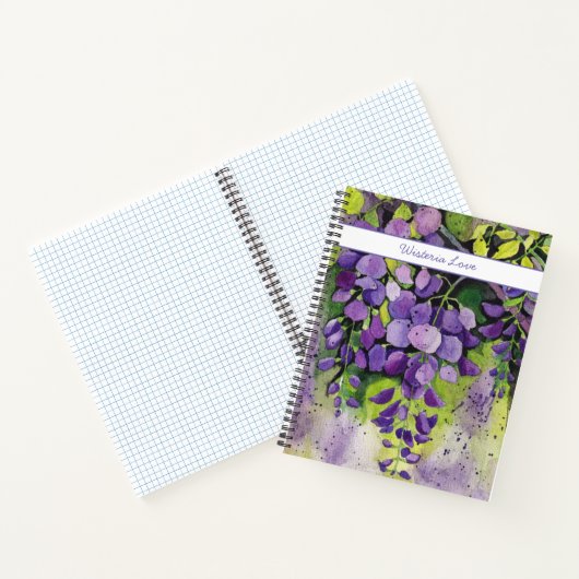 Mooie wisterbloemen in de Waterverf Notitieboek (Binnen)
