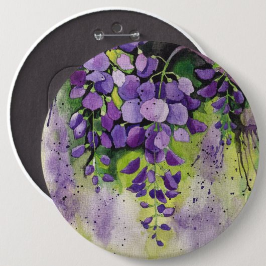 Mooie wisterbloemen in de Waterverf Ronde Button 6,0 Cm (Voorkant /achterkant)