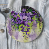 Mooie wisterbloemen in de Waterverf Ronde Button 6,0 Cm (In situ)