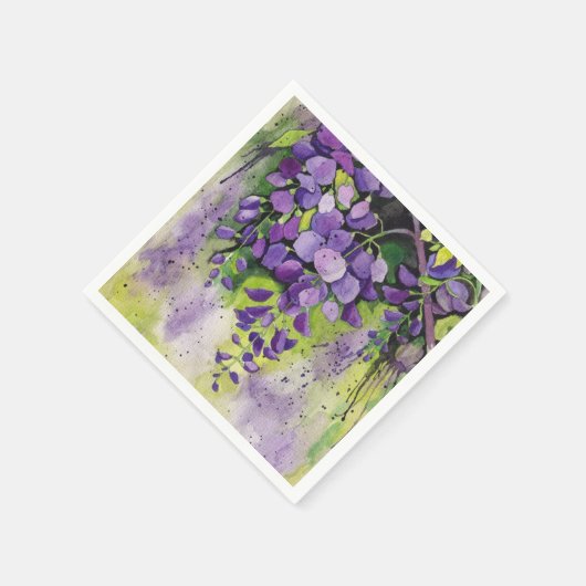 Mooie wisterbloemen in de Waterverf Servet (Hoek)