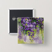 Mooie wisterbloemen in de Waterverf Vierkante Button 5,1 Cm (Voorkant /achterkant)