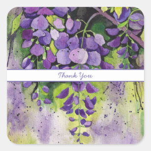 Mooie wisterbloemen in de Waterverf Vierkante Sticker