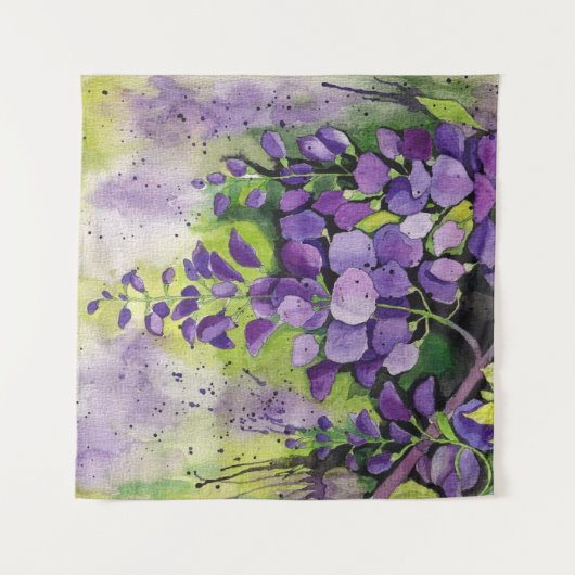 Mooie wisterbloemen in de Waterverf Wandkleed (Voorkant (horizontaal))