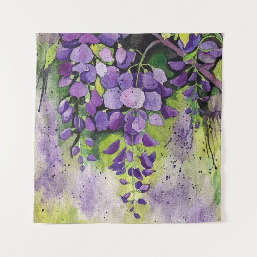 Mooie wisterbloemen in de Waterverf Wandkleed (Voorkant)