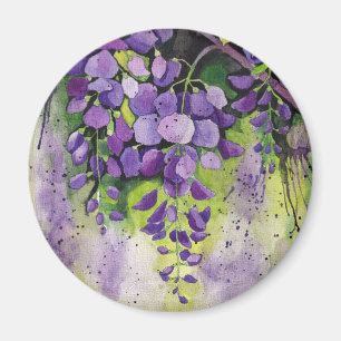 Mooie wisterbloemen in Waterverf Magnet