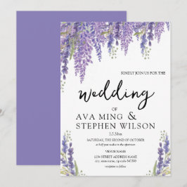 Mooie Wisteria boom waterverf bruiloft Kaart