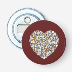Mooie wit en goud marmeren textuur hart button flesopener