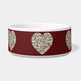 Mooie wit en goud marmeren textuur hart voerbakje