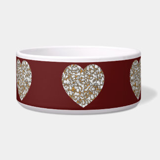 Mooie wit en goud marmeren textuur hart voerbakje