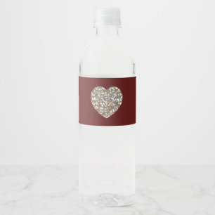 Mooie wit en goud marmeren textuur hart waterfles etiket