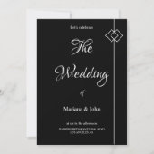 Mooie Wit en Zwart Formele Eenvoudige Chic bruilof Kaart (Voorkant)