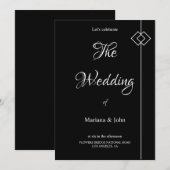 Mooie Wit en Zwart Formele Eenvoudige Chic bruilof Kaart (Voorkant / Achterkant)