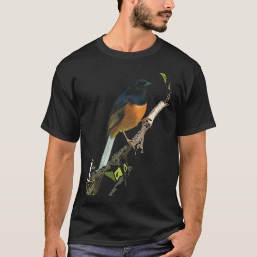 Mooie wit-gerompte Shama lijster vogel T-shirt (Voorkant)
