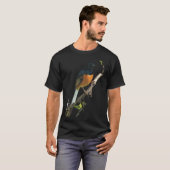 Mooie wit-gerompte Shama lijster vogel T-shirt (Voorkant volledig)