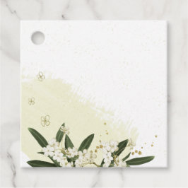 Mooie wit goud bloesems groen gunst tag bedankjes labels