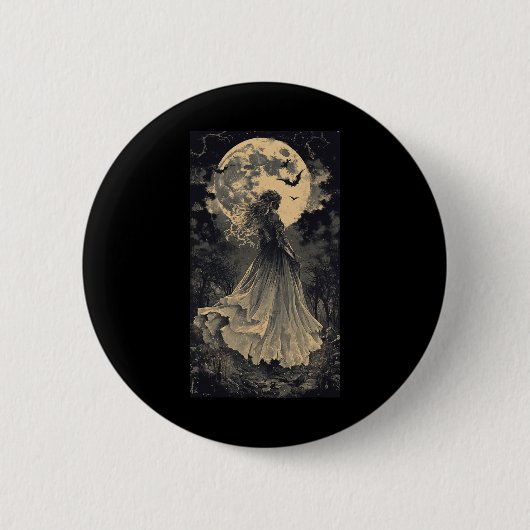 Mooie Witch Gothic Fantasy Vampire Moonlight Ronde Button 5,7 Cm (Voorkant)