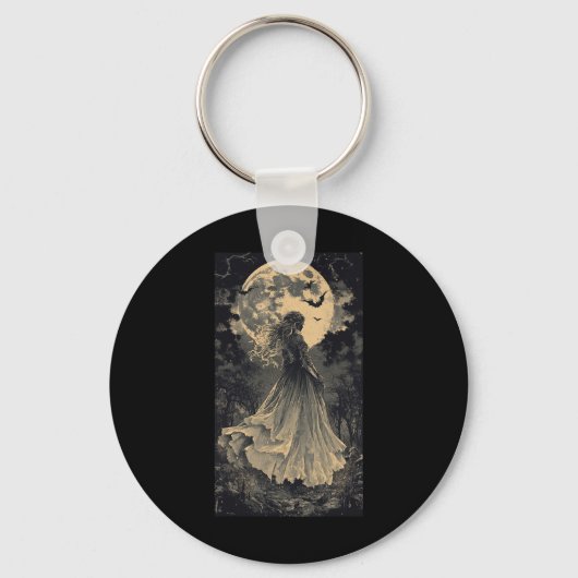 Mooie Witch Gothic Fantasy Vampire Moonlight Sleutelhanger (Voorkant)
