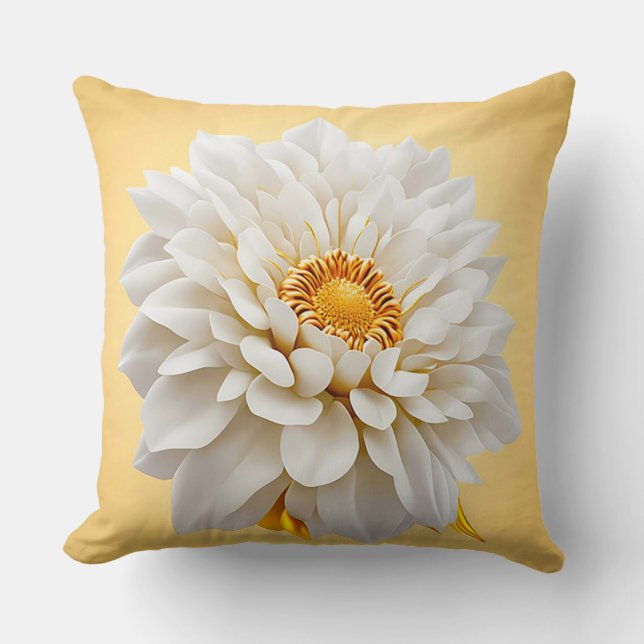 Mooie witte 3d bloem kussen (Voorkant)