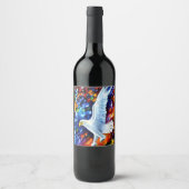 Mooie witte adelaar in het vliegenverven wijn etiket (Voorkant)