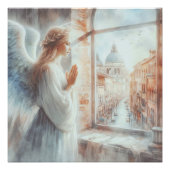 Mooie witte aura angelische figuur bidden perfect poster (Voorkant)