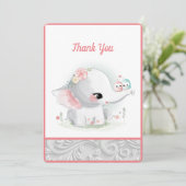 Mooie witte baby, olifant bedankkaart (Staand voorkant)