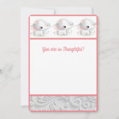 Mooie witte baby, olifant bedankkaart (Achterkant)