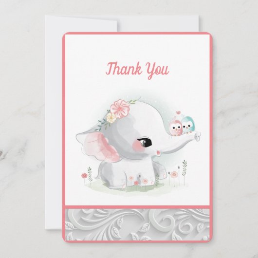Mooie witte baby, olifant bedankkaart (Voorkant)
