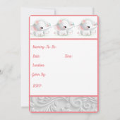 Mooie witte baby, olifant kaart (Achterkant)