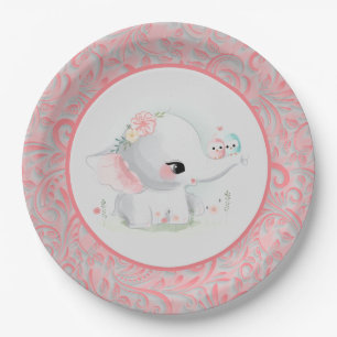 Mooie witte baby, olifant papieren bordje