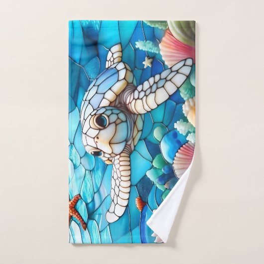 Mooie witte Baby Zeeen schildpad zwemmen Bad Handdoek (Handdoek)