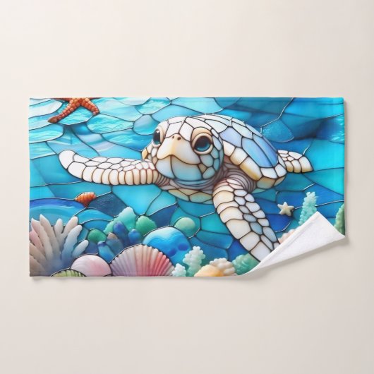 Mooie witte Baby Zeeen schildpad zwemmen Bad Handdoek (Handdoek)