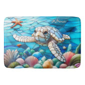 Mooie witte Baby Zeeen schildpad zwemmen Badmat (Voorkant)