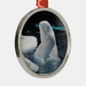 Mooie witte Beluga walvis Metalen Ornament (Rechts)
