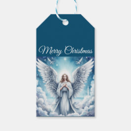 Mooie witte beschermengel cadeaulabel