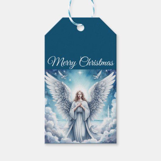 Mooie witte beschermengel cadeaulabel (Voorkant)