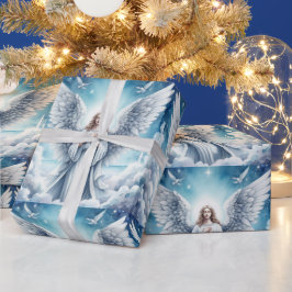 Mooie Witte Beschermengel Cadeaupapier