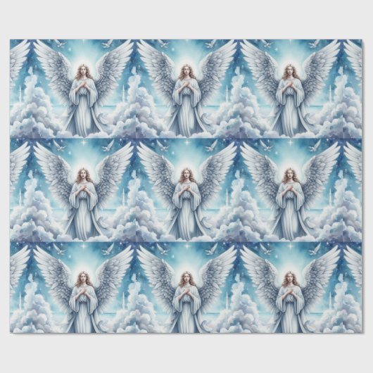 Mooie witte beschermengel cadeaupapier (Vlak)