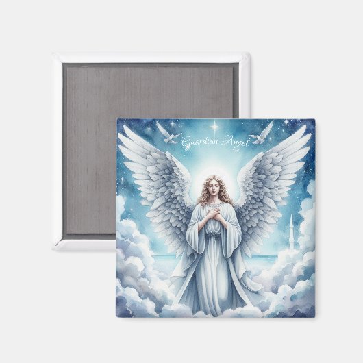 Mooie witte beschermengel magneet (Voorkant / Achterkant)