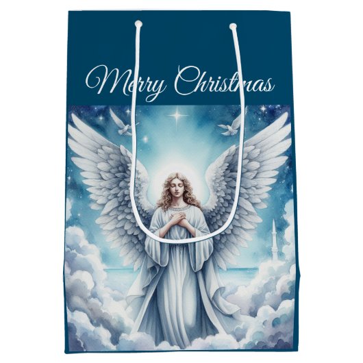 Mooie witte beschermengel medium cadeauzakje (Achterkant)