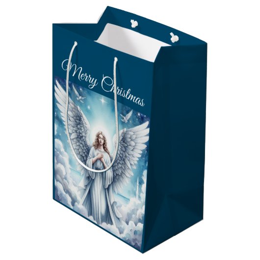 Mooie witte beschermengel medium cadeauzakje (Achterkant Gekanteld)