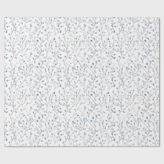 Mooie Witte Blauwe Bloemige Bruids-Shower Cadeaupapier (Vlak)