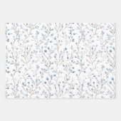 Mooie Witte Blauwe Bloemige Bruidsmeisjesborrel Inpakpapier Vel (Voorkant)