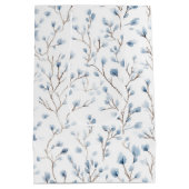 Mooie witte blauwe bloemige bruidsshowers medium cadeauzakje (Achterkant)