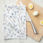 Mooie Witte Blauwe Bloemige Bruiloftsborrel Theedoek (Quarter Fold)